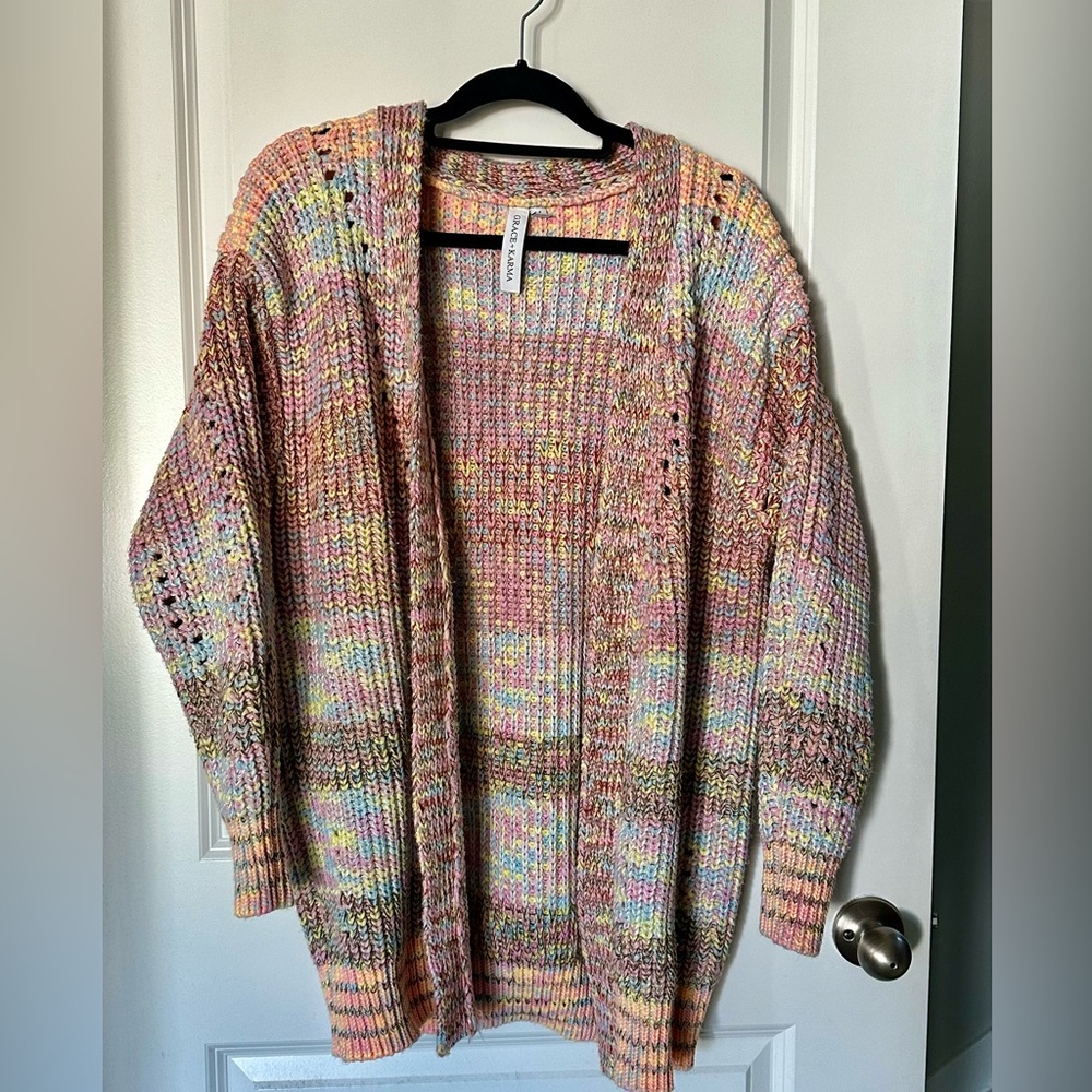 Grace + Karma Long Cardigan Rainbow size Medium
